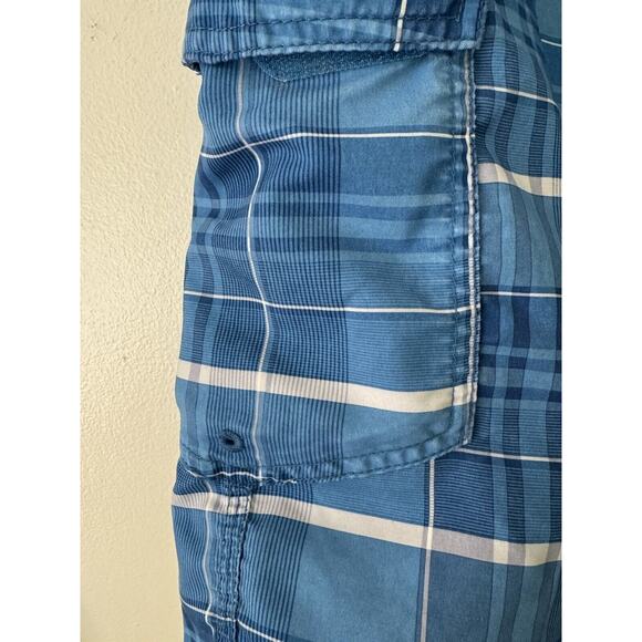 O’Neill Blue Plaid Hybrid Unlined Cargo Swim Trunks Tie Closure Men’s Size 40 - Picture 6 of 7